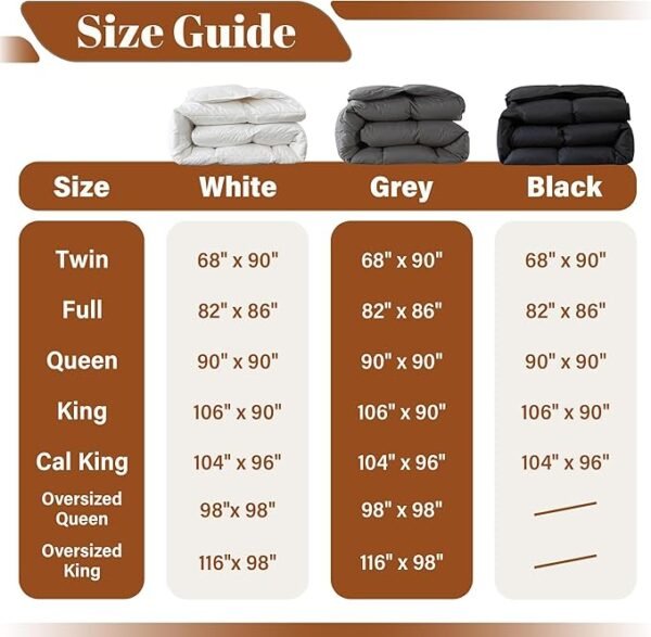 Cosybay Oversized King Size Feather Down Fiber Comforter - Fluffy Grey All Season Duvet Insert, Ultra Soft 100% Cotton Cover, Luxury Hotel Bedding with Corner Tabs, 116"x98" - Image 2