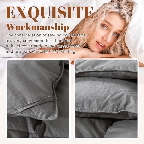 Cosybay Oversized King Size Feather Down Fiber Comforter - Fluffy Grey All Season Duvet Insert, Ultra Soft 100% Cotton Cover, Luxury Hotel Bedding with Corner Tabs, 116"x98" - Image 5